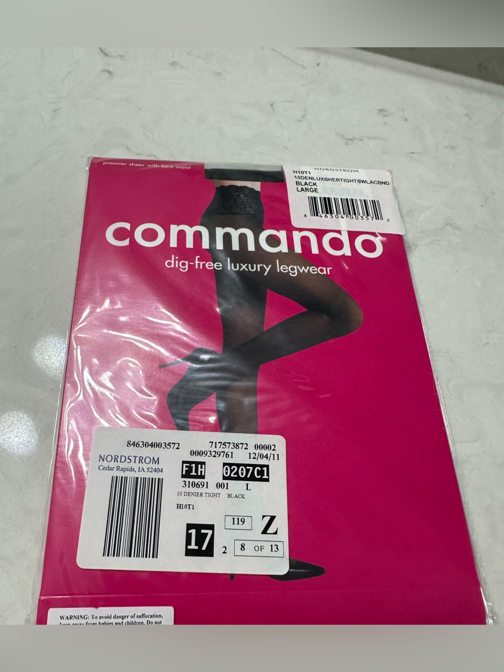 Commando Black Sheer with lace waste, large, NWT